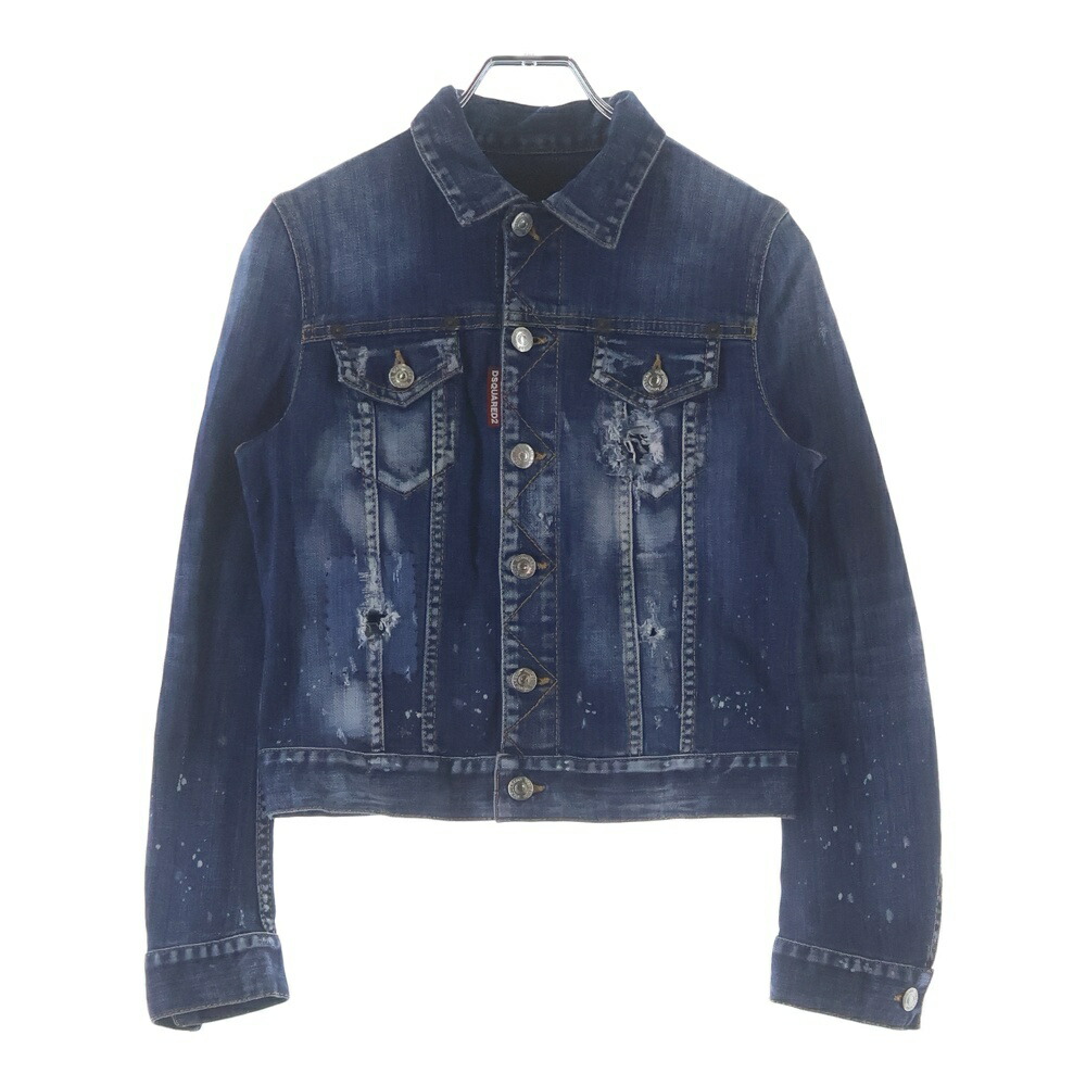 DSQUARED2(ディースクエアード) 大きさ:36 19SS 絵の具 不都合産業 ジーンズ上衣 インディゴ レディース S75AM0647【中古】【座標軸A】【色合い青色】【オンライン制限事項商いもの】