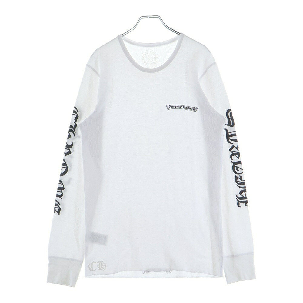CHROME HEARTS(クロムハーツ) 大いさ:XL THERMAL L/S サーマル 手ロゴタイプ スクロールラベルプリント ロングスリーブカットソー 労働者の一団のど首長袖カットソー 白いこと【中古】【度合いB】【色合い白いこと】【取りまわしバス発着場BRING梅田茶屋町店】 トップス-Tシャツ・カットソー-メンズファッション