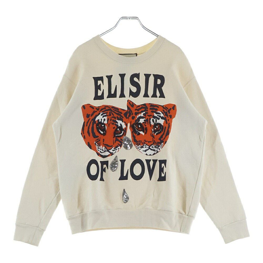 GUCCI(グッチ) 大きさ:XS ELISIR OF LOVE 向こう正面虎刷り上げる スパンコールかざり付ける 労働者の一団のど首 長袖汗水 調教師 象牙色 469250 XJBI5【中古】【座標軸B】【色合いベージュ】【取りまわしバス発着場BRING梅田茶屋町店】