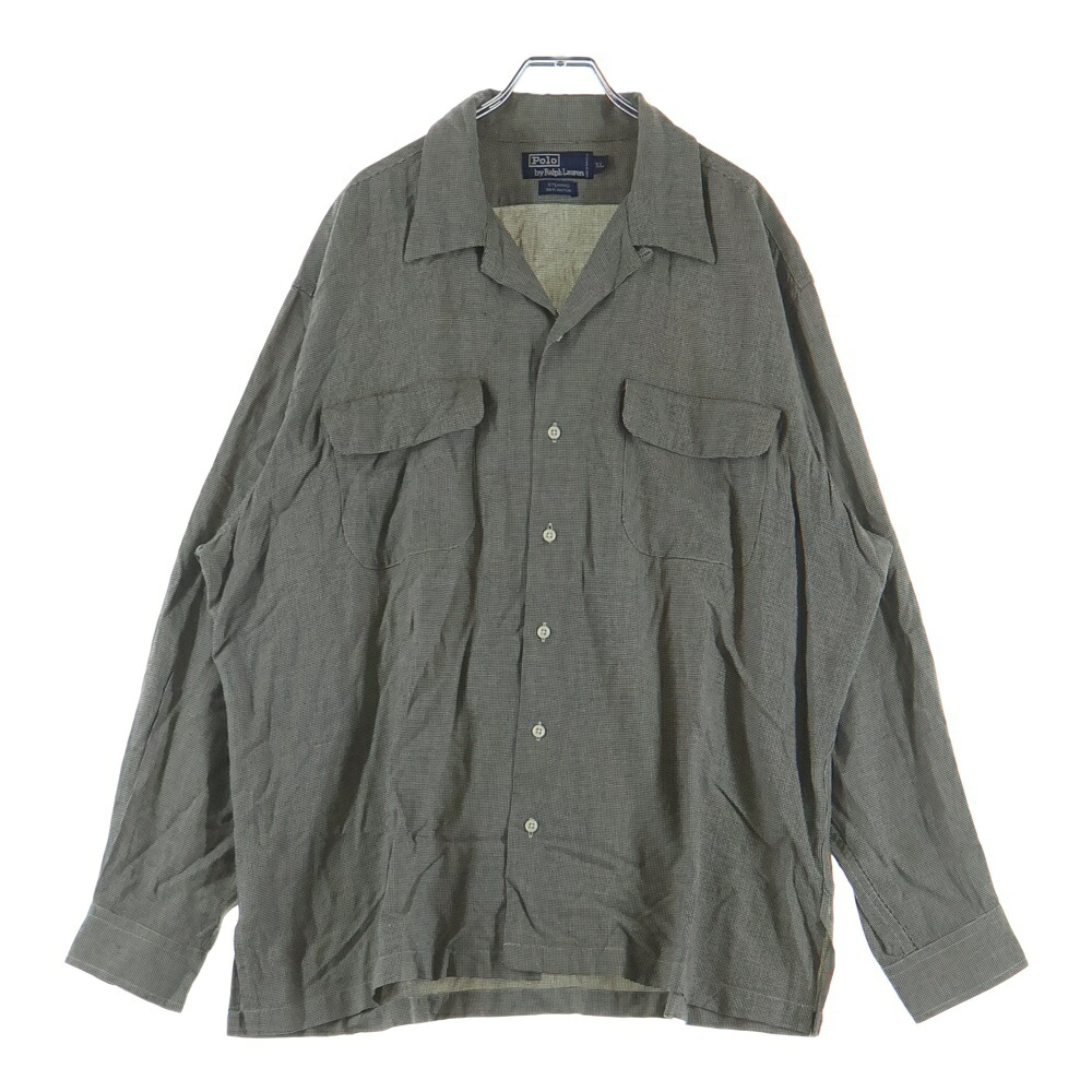 POLO RALPH LAUREN(ポロラルフローレン) サイズ:XL STEWARD RAYON L/S SHIRT スチュワード レーヨン 千鳥格子 フラップポケット シャツ ベージュ/ブラック【中古】【程度B】【カラーベージュ】【取扱店舗AWESOME高円寺店】|ブランド買取・販売 BRING