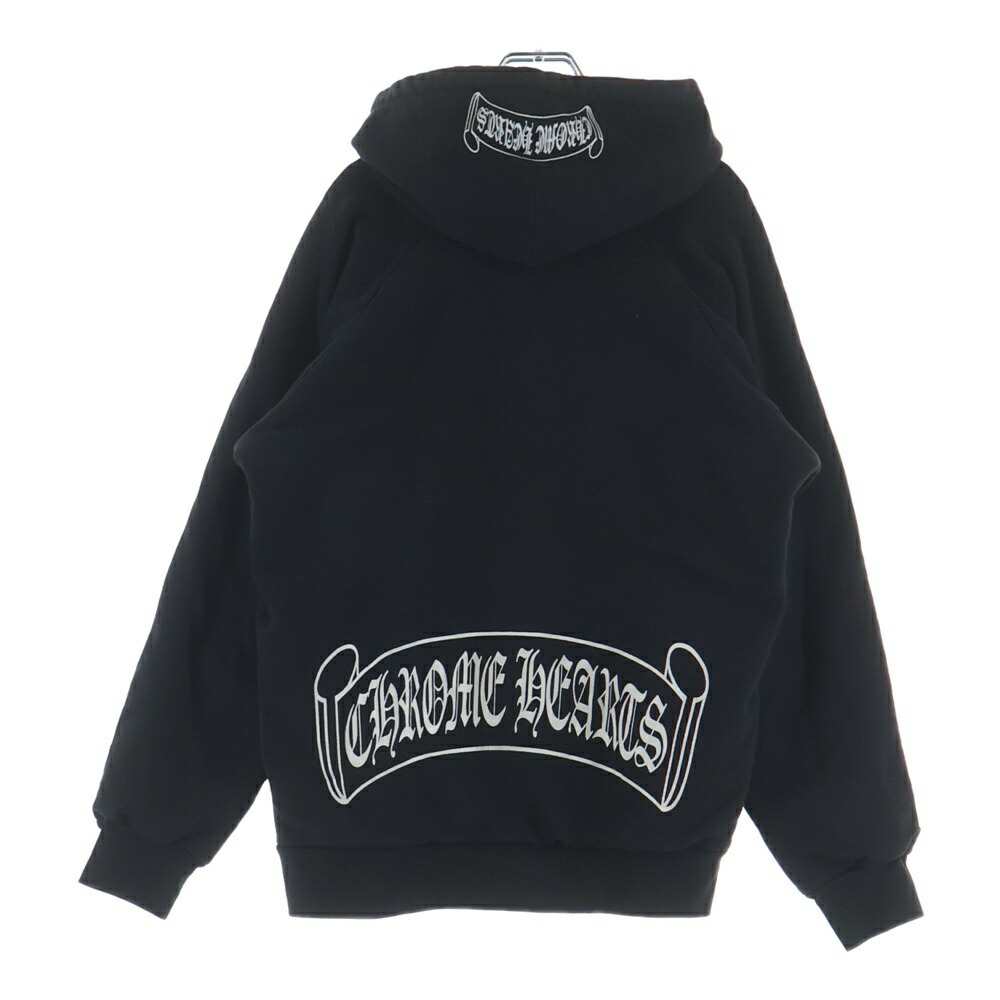 CHROME HEARTS(クロムハーツ) サイズ:M OLD SWTSHRT HD スクロール ラベルプリント 裏地サーマル プルオーバーフーデット スウェット パーカー ブラック【中古】【程度B】【カラーブラック】【取扱店舗渋谷】｜ブランド買取・販売　BRING