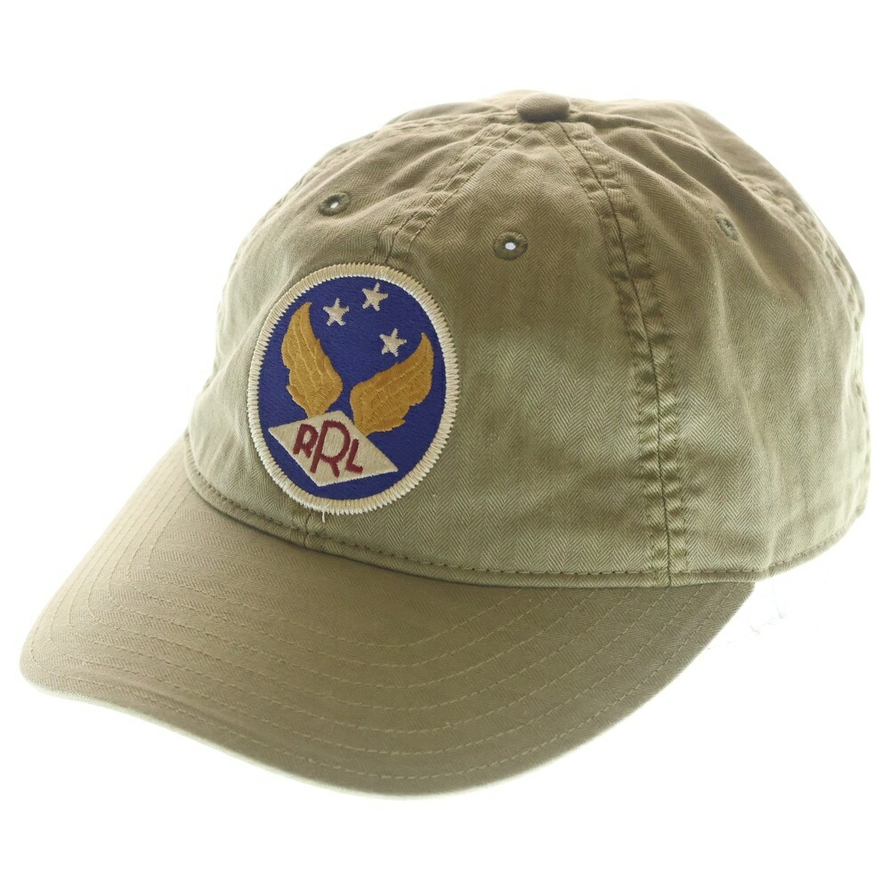 RRL(ダブルアールエル) 1つ星復刻 Winged Logo ヘリンボーン つば裏グリーン 6 Panel-Cap 6パネルキャップ カーキ【中古】【程度B】【カラーカーキ】【取扱店舗BRING福岡天神店】