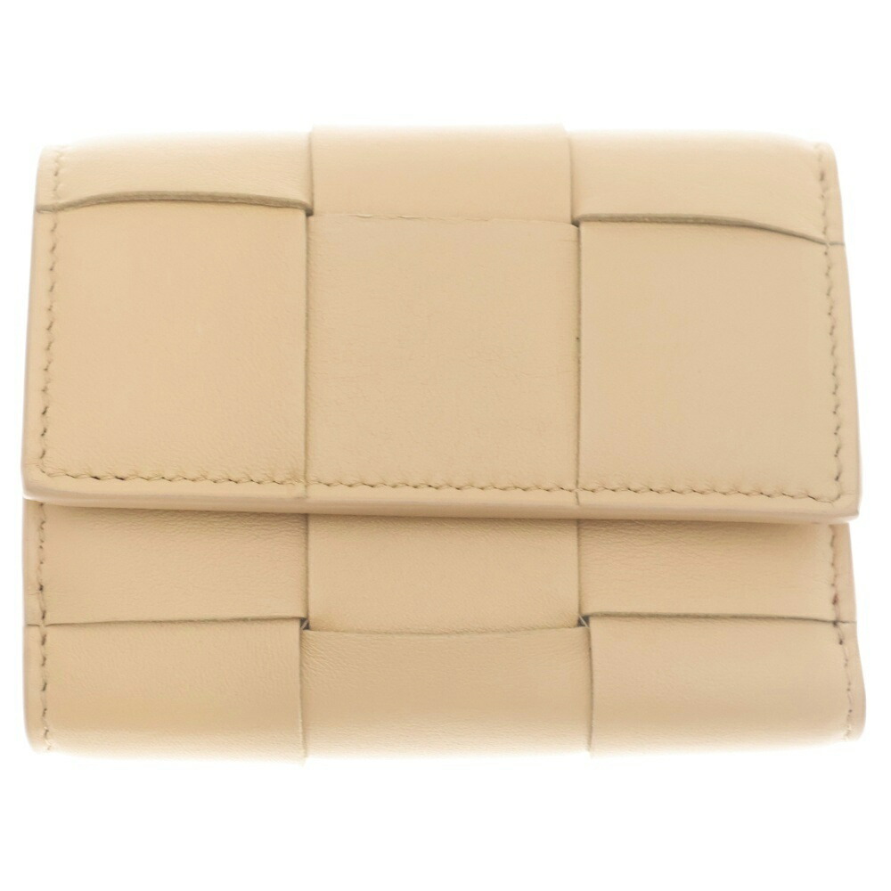 BOTTEGA VENETA(ボッテガヴェネタ) 大きさ:- 三つ折り紙入れ コンパクトウォレット コインケース ベージュ なめし革 ゴールド金具【中古】【座標軸B】【色つやベージュ】【取りまわしバス発着場BRING梅田茶屋町店】