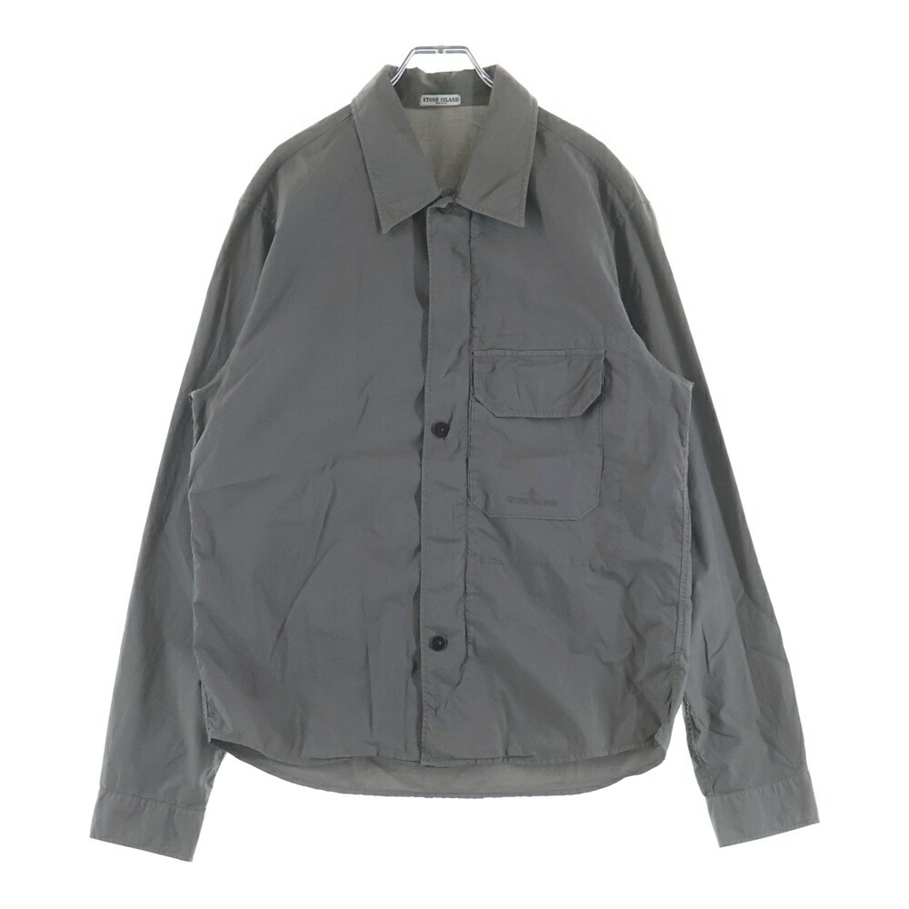 STONE ISLAND(ストーンアイランド) サイズ:L 00s 07SS ジップアップ ガーメントダイ 46151A02 ジップアップシャツ グレー【中古】【程度B】【カラーグレー】【取扱店舗BRING福岡天神店】
