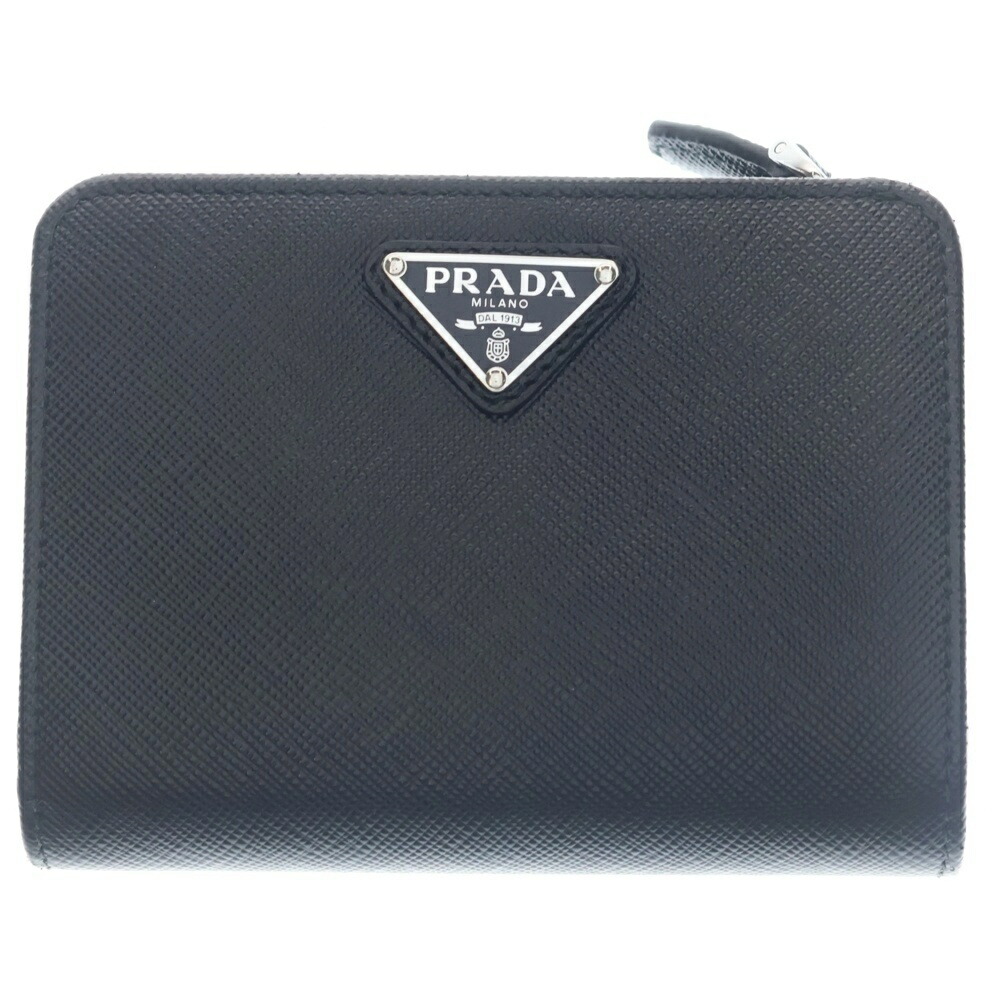 PRADA(プラダ) 大きさ:- コンパクトウォレット 二つ折り紙入れ コインケース 黒いこと なめし革×ナイロン 1ML018 しろがね色金具【中古】【座標軸A】【色つや黒いこと】【取りまわしバス発着場BRING有楽町マルイ店】