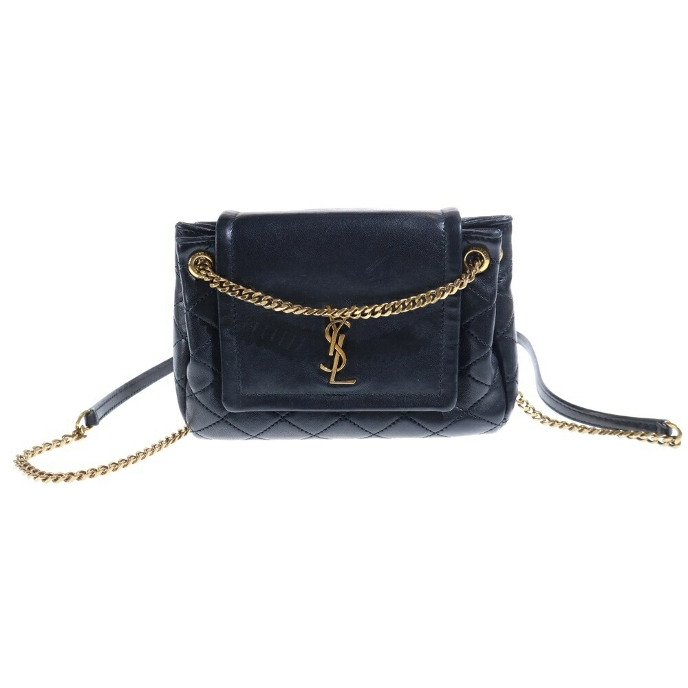 SAINT LAURENT PARIS(サンローランパリ) ノリータ チェーンショルダーバッグ ハンドバッグ ブラック レザー 672738 ゴールド金具【中古】【程度B】【カラーブラック】【取扱店舗BRING：RED新宿東口店】