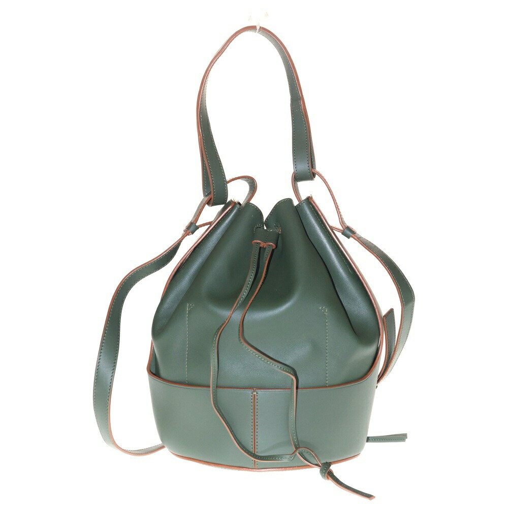LOEWE(ロエベ) ロエベ バルーンバッグ ミディアム ショルダーバッグ グリーン×ブラウン レザー【中古】【程度A】【カラーグリーン】【取扱店舗BRING梅田茶屋町店】