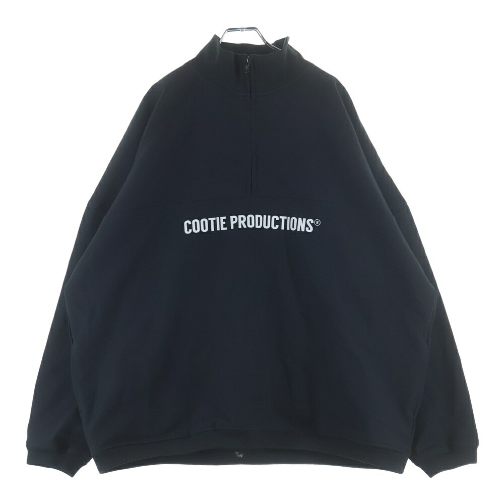 COOTIE PRODUCTIONS(クーティー プロダクションズ) 大きさ:L 22AW Polyester Velour Half Zip 向こう正面ロゴタイプ ハーフジップスウェット 調教師 黒いこと CTE-22A313【中古】【座標軸A】【色合い黒いこと】【オンライン制限事項商いもの】
