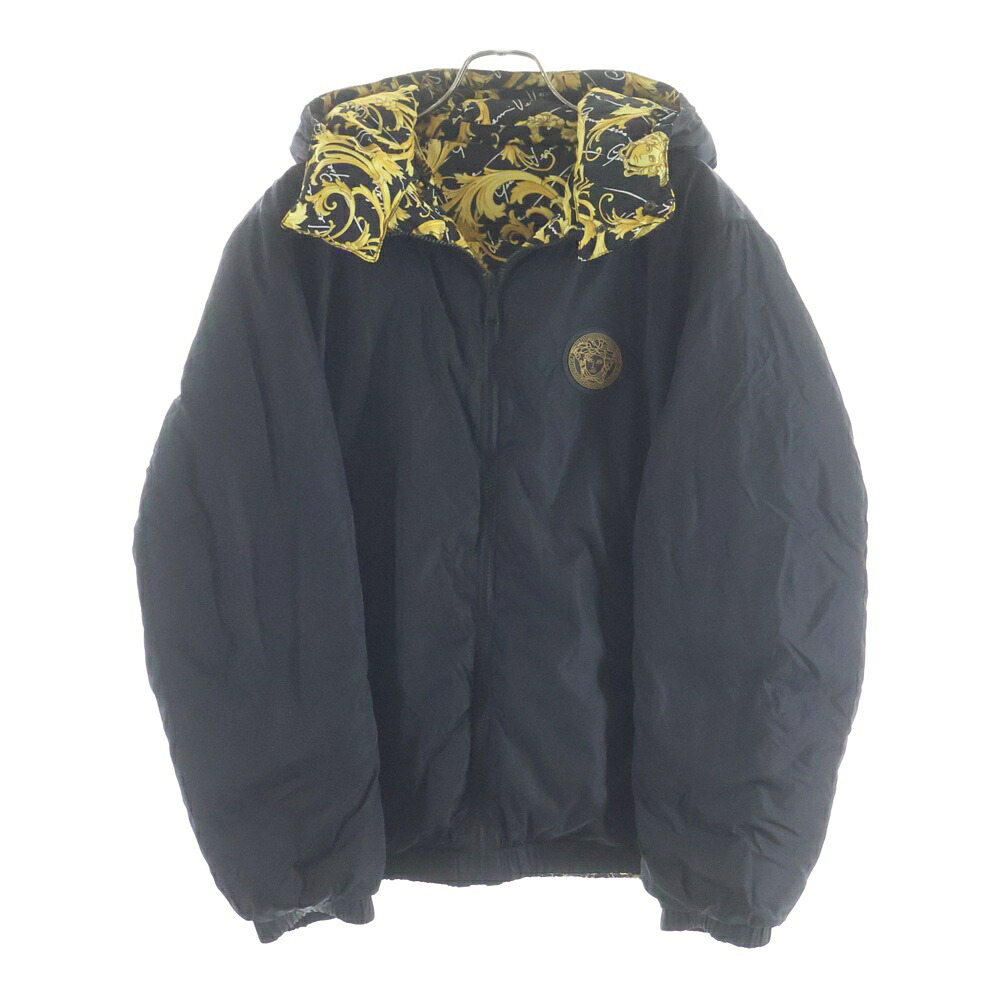 VERSACE(ヴェルサーチ) 大きさ:50 22AW メデューサ リバーシブルダウンジャケット 黒いこと×黄色【中古】【座標軸B】【色合い黒いこと】【オンライン制限事項商いもの】