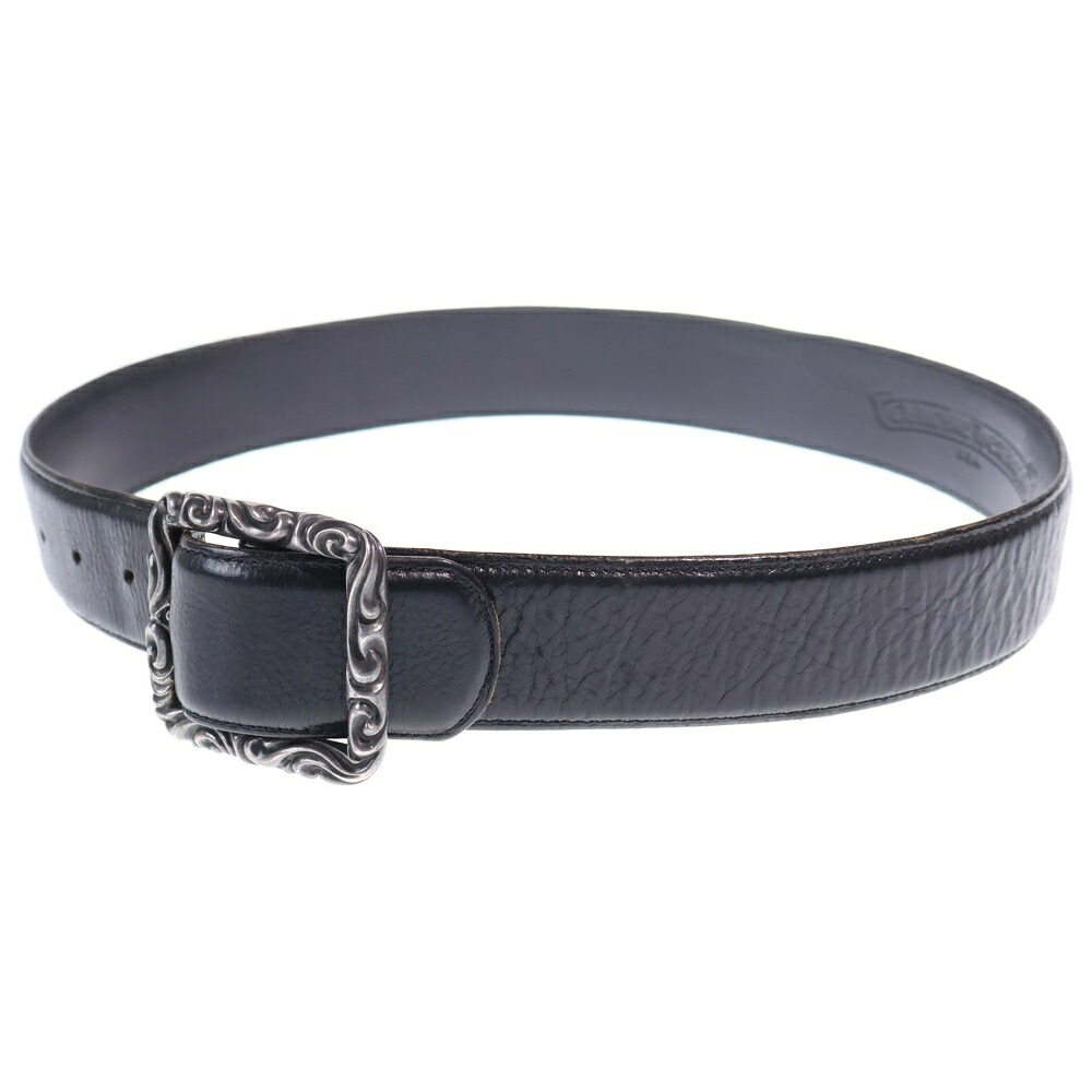 CHROME HEARTS(クロムハーツ) 大いさ:30 BLT SCRLREC レクタングルスクロール なめし革三尺帯【中古】【座標軸B】【色合い黒いこと】【取りまわしバス発着場OneStyle新宿店】
