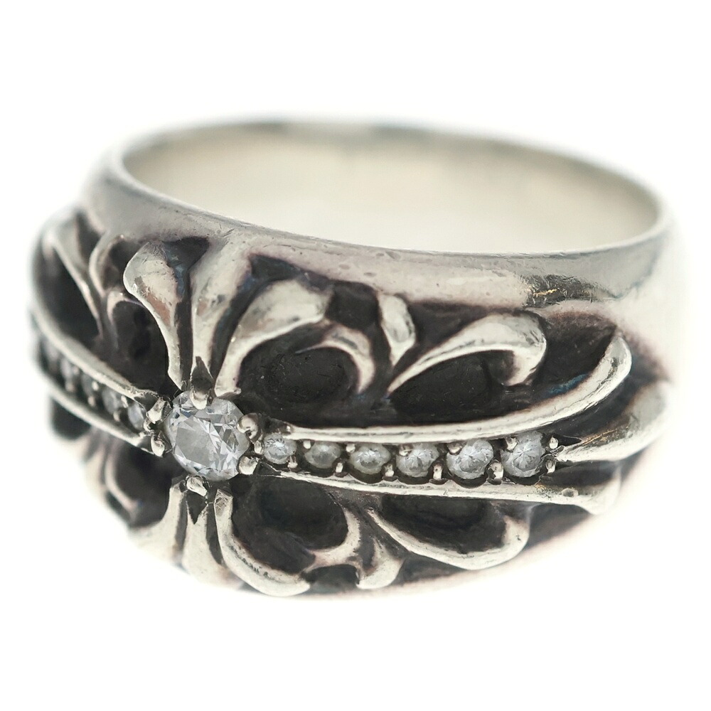 CHROME HEARTS(クロムハーツ) 大いさ:19.0号 FLRL CRS P/DIA フローラルクロスリング PAVE金剛石 しろがね色【中古】【座標軸B】【色合いしろがね色】【取りまわしバス発着場BRING亜米利加村店】