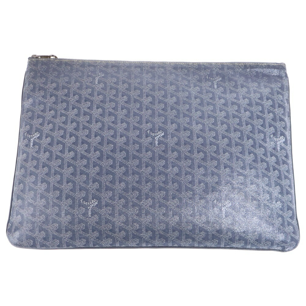 GOYARD(ゴヤール) セナMM 二番目御徒面子 クラッチペダル御徒面子 容れもの 合切袋 薄墨色 PVC しろがね色金具【中古】【度合いB】【色つや薄墨色】【取りまわしバス発着場新宿】