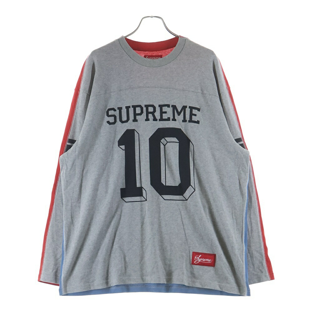 SUPREME(シュプリーム) 大きさ:XL 25AW Split L/S Football TOP 透き間 蹴球 ロングプルオーバー カットソー 赤いこと/薄墨色/青色【中古】【座標軸A】【色合い赤いこと】【取りまわしバス発着場原宿】