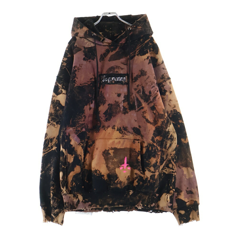 cvtvlist(カタリスト) サイズ:FREE Box Logo Hooded Sweatshirt ボックスロゴフーディー プルオーバーパーカー ブリーチ柄 ブラック/オレンジ【中古】【程度B】【カラーブラック】【取扱店舗BRING梅田茶屋町店】|ブランド買取・販売 BRING