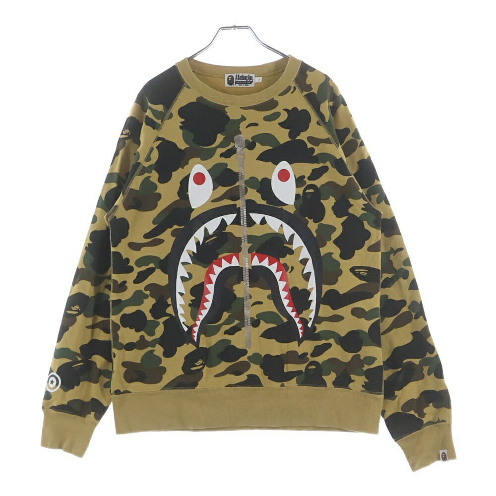 A BATHING APE(アベイシングエイプ) 大きさ:L 1ST CAMO SHARK CREWNECK 1STカモシャーククルーネックスウェット マルチ色つや 001SWG301001X【中古】【座標軸B】【色つやマルチ色つや】【取りまわしバス発着場BRING亜米利加村店】