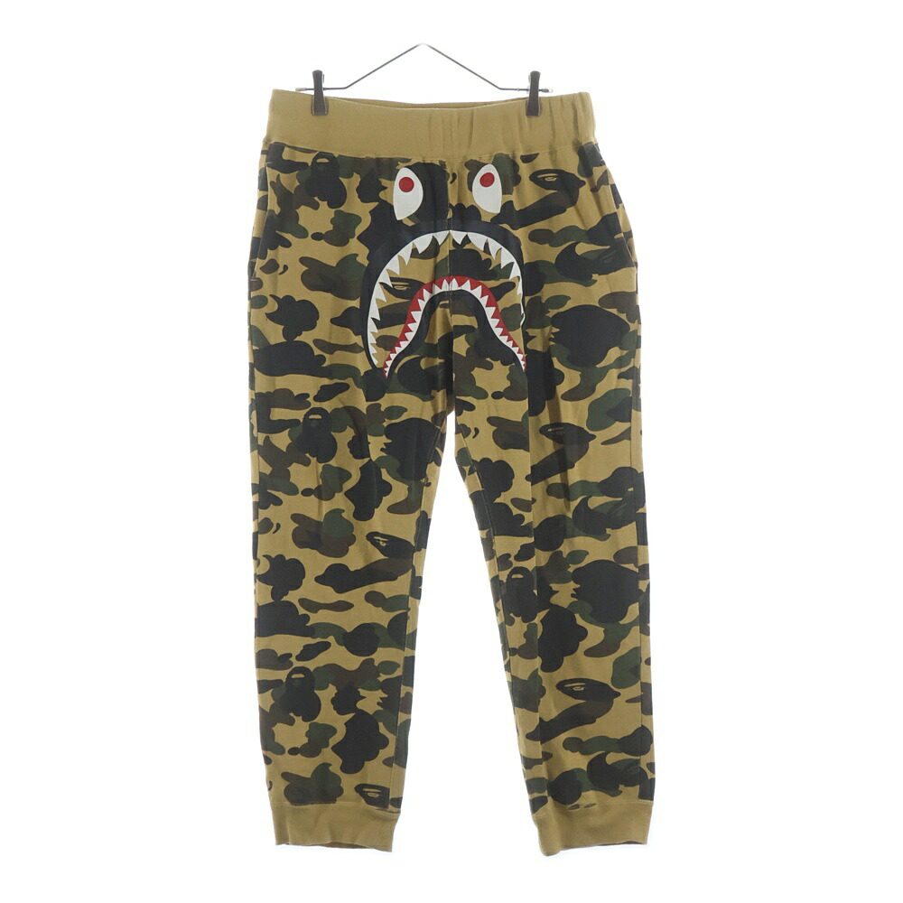 A BATHING APE(アベイシングエイプ) 大きさ:L 1ST CAMO SHARK SLIM SWEAT PANTS 1STカモシャークスリムスウェットパンツ 黒いこと 001PTI301014M【中古】【座標軸B】【色合いマルチ色合い】【取りまわしバス発着場BRING亜米利加村店】