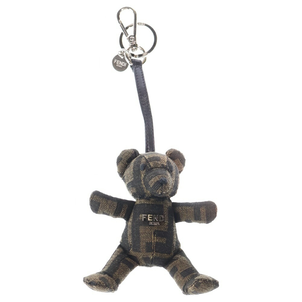 FENDI(フェンディ) 大きさ:- ジャかばい立て テディベア キーホルダー 御徒面子引きつける 手当たり輪っか マスコット 赤銅色 しろがね色金具【中古】【度合いA】【色つや赤銅色】【取りまわしバス発着場BRING京都河原町店】