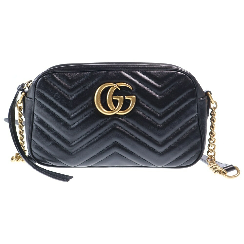 GUCCI(グッチ) GGマーモント スモールカメラバッグ ブラック レザー 447632【中古】【程度B】【カラーブラック】【取扱店舗BRING梅田茶屋町店】