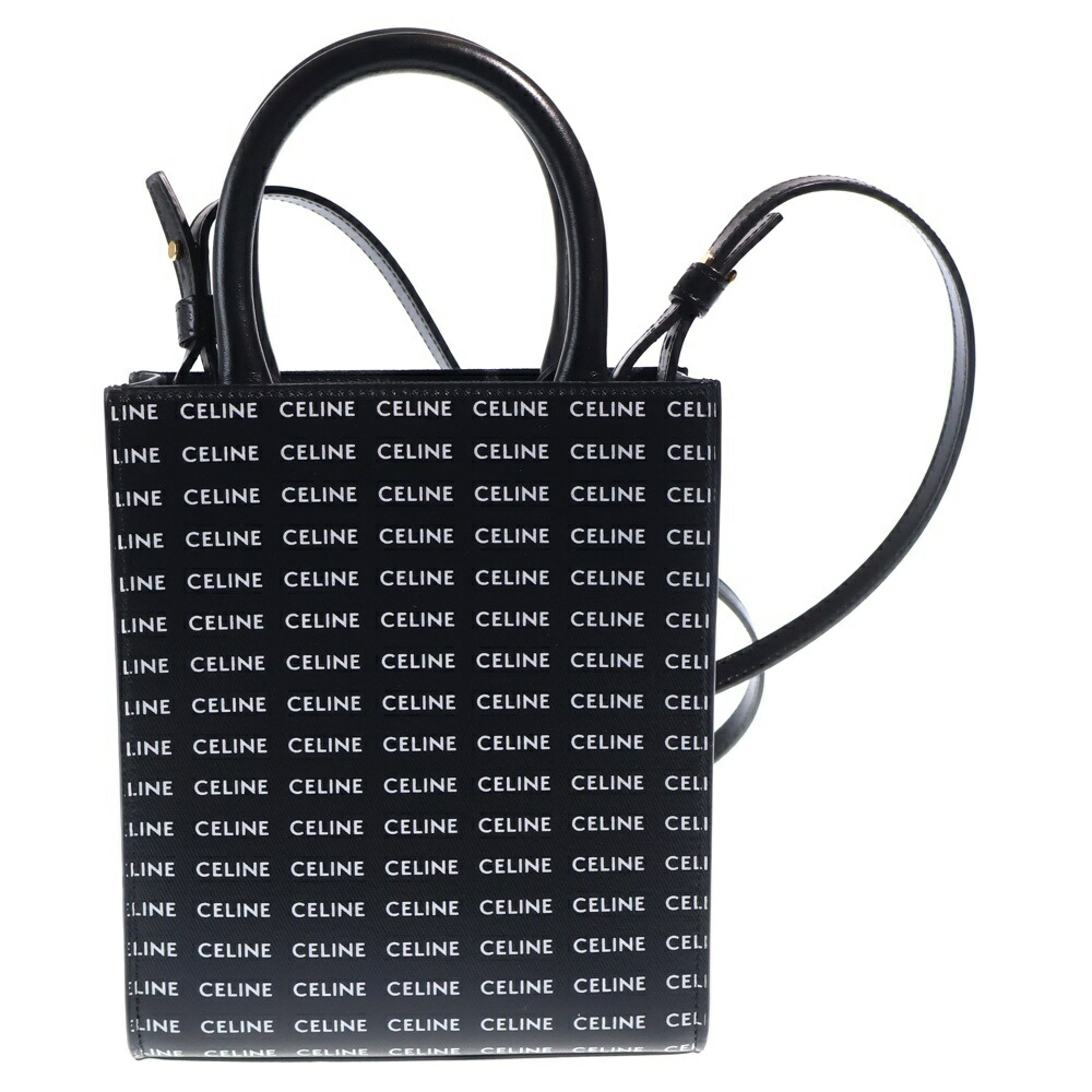 CELINE(セリーヌ) ロゴ バーティカルカバ ミニ 2WAYショルダーバッグ ミニバッグ フォンショルダー ブラック レザー ゴールド金具【中古】【程度B】【カラーブラック】【取扱店舗新宿】