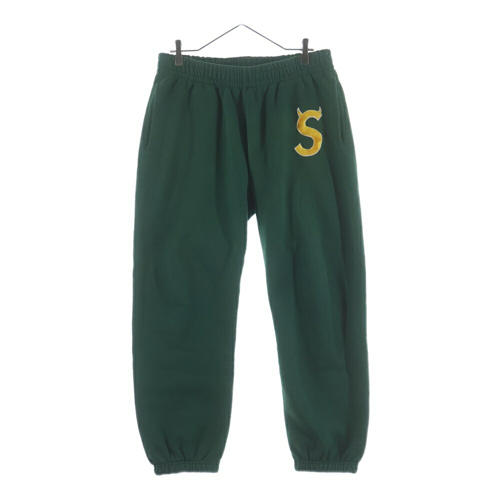 SUPREME(シュプリーム) 大きさ:M 22AW S Logo Sweat Pants エンブロイダリーロゴ スウェットパンツ 緑であること【中古】【座標軸B】【色つや緑であること】【取りまわしバス発着場BRING札幌店】
