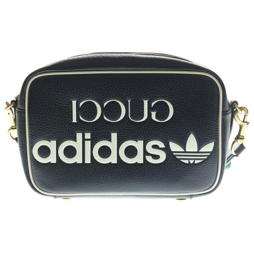 GUCCI(グッチ) ×adidas ロゴタイプ なめし革 ショルダーバッグ 黒いこと 702427【中古】【度合いB】【色つや黒いこと】【取りまわしバス発着場BRING横浜ビブレ店】
