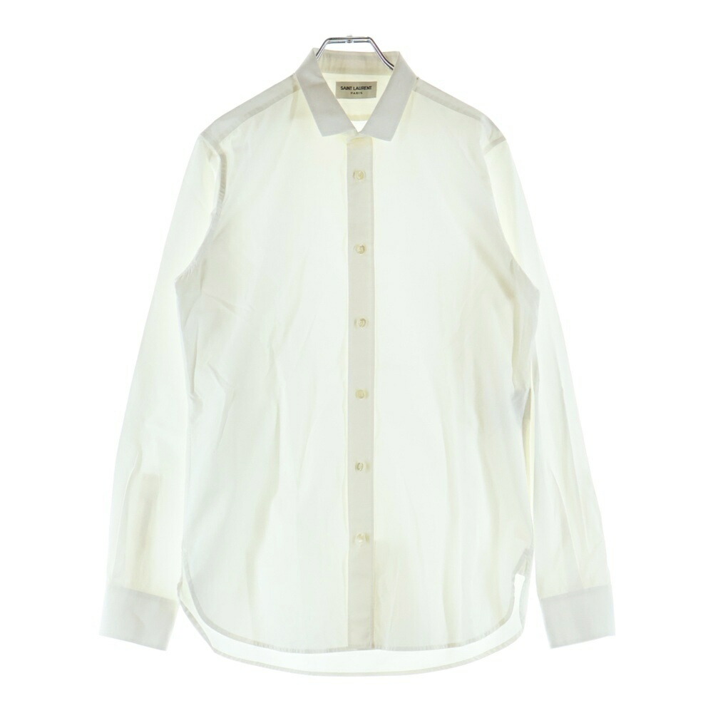 SAINT LAURENT PARIS(サンローランパリ) サイズ:38 15AW ディランカラーカラー 長袖シャツ ホワイト 347342 YM16Q【中古】【程度B】【カラーホワイト】【オンライン限定商品】|ブランド買取・販売 BRING