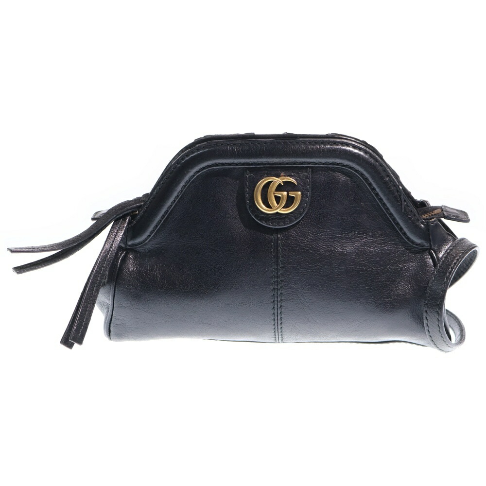 GUCCI(グッチ) 大きさ:- GGマーモント リベル スモール ショルダーバッグ 黒いこと なめし革 524620 ゴールド金具【中古】【座標軸B】【色つや黒いこと】【取りまわしバス発着場BRING梅田茶屋町店】