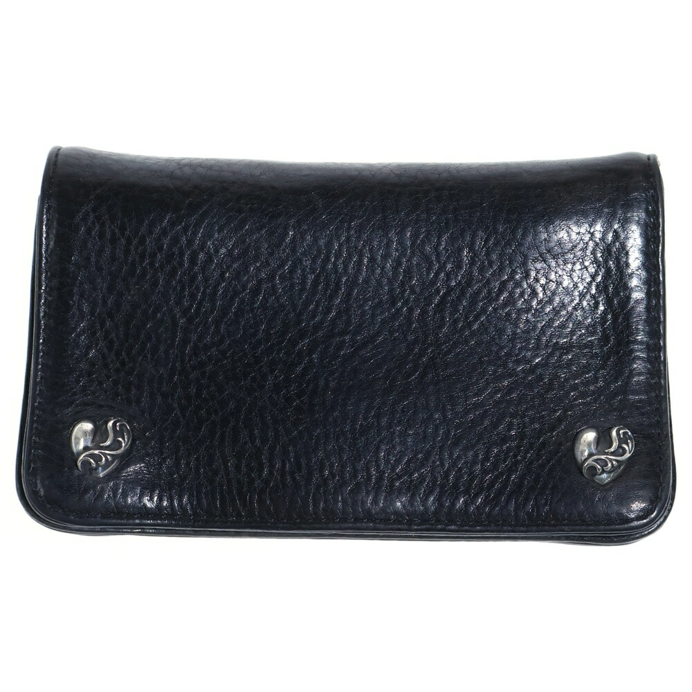 CHROME HEARTS(クロムハーツ) 1 ZIP HEART 1ジップ ハート型名取り草 レザーウォレット 金入れ 黒いこと【中古】【度合いB】【色つや黒いこと】【取りまわしバス発着場BRING札幌店】