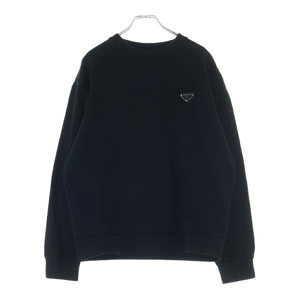 PRADA(プラダ) 大いさ:S 24SS テクニカルコットン 三角形お皿 UJL90B クルーネックスウェット 黒いこと【中古】【座標軸B】【色合い黒いこと】【取りまわしバス発着場BRING福岡天神店】
