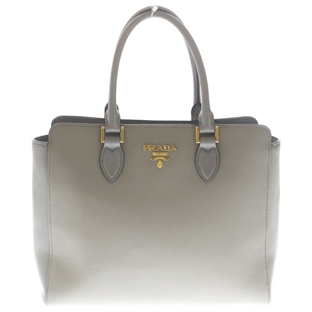 PRADA(プラダ) 大きさ:- サフィアーノ 2WAYハンドバック ショルダーバッグ グレージュ ベージュ なめし革 1BA189 ゴールド金具【中古】【座標軸B】【色つやベージュ】【取りまわしバス発着場BRING福岡天神店】