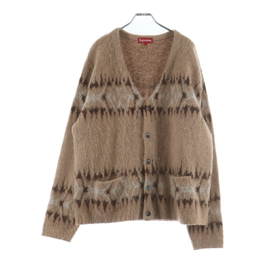 SUPREME(シュプリーム) 大きさ:L 22AW Abstract Stripe Cardigan モヘヤ 縞模様 ジレー ベージュ/赤銅色【中古】【座標軸B】【色合いベージュ】【取りまわしバス発着場BRING有楽町マルイ店】