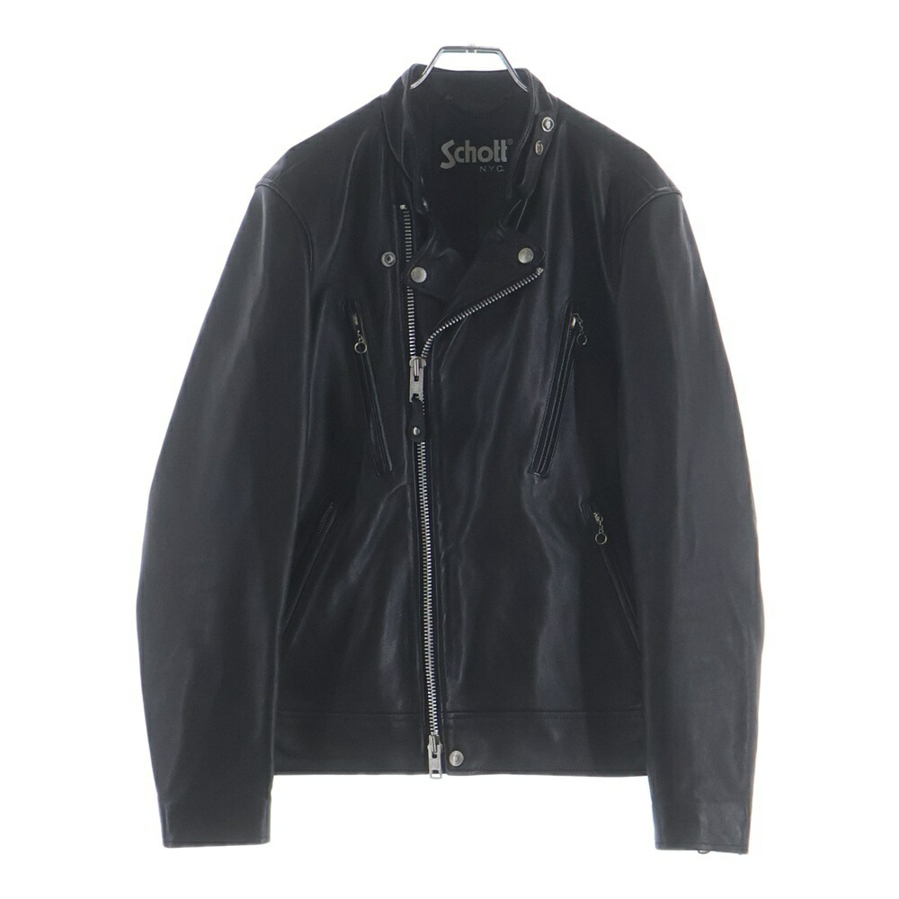 SCHOTT(打つこと) 大きさ:M なめし革 ダブル ライダース 上衣 黒いこと 3101048【中古】【座標軸B】【色合い黒いこと】【取りまわしバス発着場BRING廟堂店】