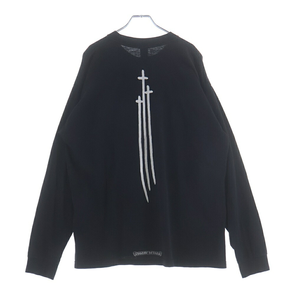 CHROME HEARTS(クロムハーツ) 大いさ:XL RS3 CROSS L/S TEE ヴァーティカルロゴ アールエススリー 長袖クルーネックカットソー 黒いこと【中古】【度合いB】【色合い黒いこと】【取りまわしバス発着場AWESOME原宿店】 トップス-メンズファッション-Tシャツ・カットソー