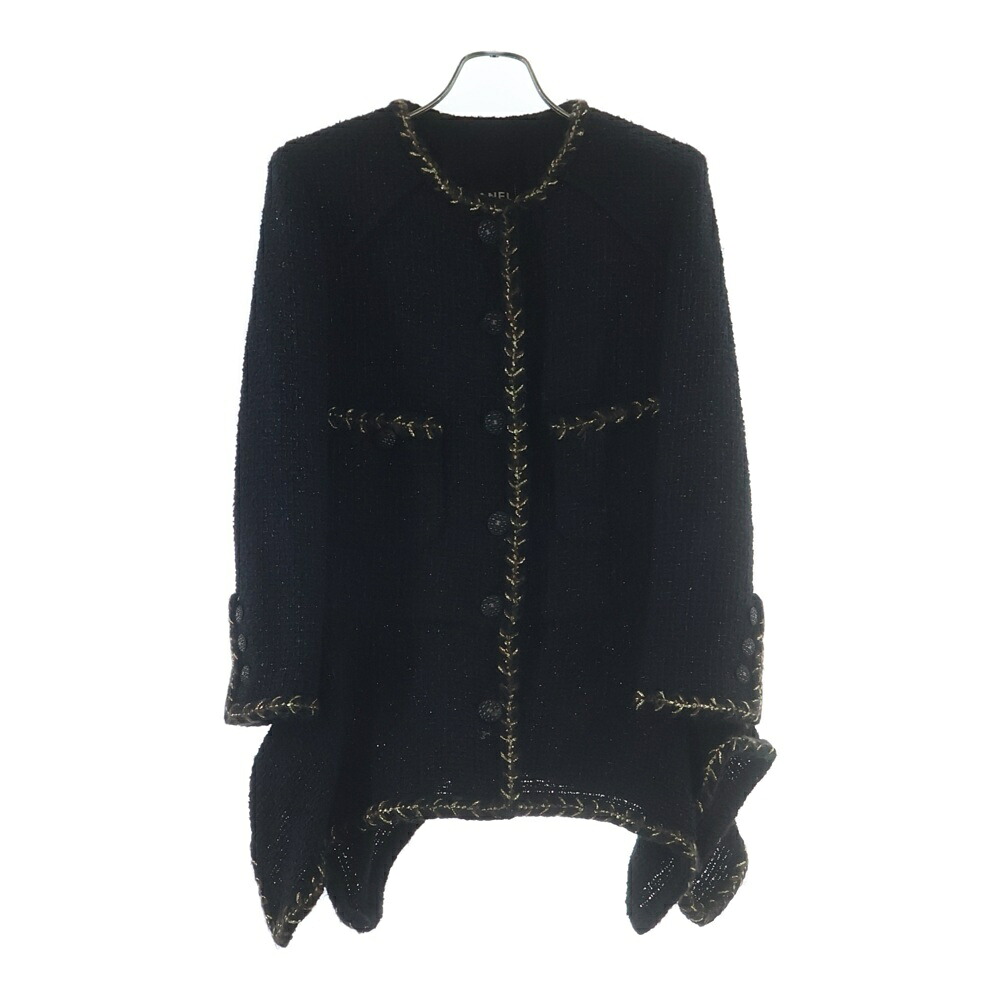 CHANEL(シャネル) 大いさ:38 18AW ココマークボタン ラメツィード ペプラム 否色合い上衣 黒いこと P59949V45410【中古】【度合いB】【色合い黒いこと】【取りまわしバス発着場BRING京都河原町店】 レディースファッション-コート・ジャケット