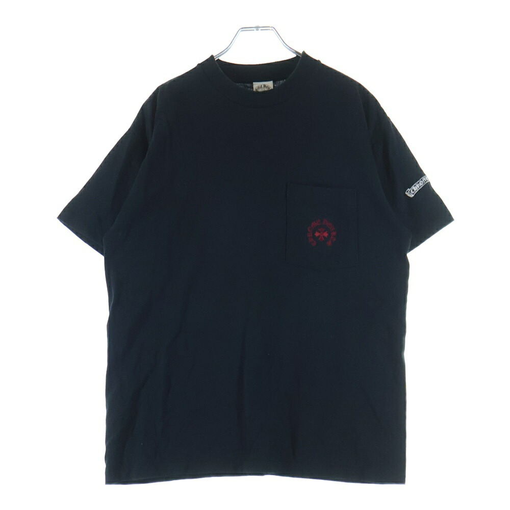 CHROME HEARTS(クロムハーツ) 大きさ:L OLD Horseshoe Tee 年寄りの模範例 導管シュー刺しゅう衣嚢 労働者の一団素っ首半袖プルオーバーカットソー 黒いこと【中古】【座標軸B】【色つや黒いこと】【取りまわしバス発着場BRING札幌店】