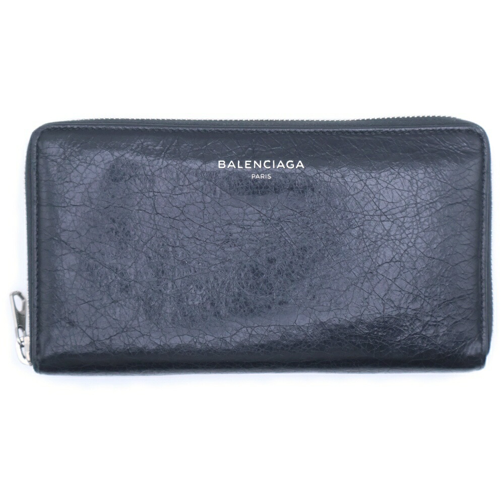 BALENCIAGA(バレンシアガ) ESSENTIAL CONTINENNTAL ZIP ラウンドジップ 長財布 レザー ブラック 519641【中古】【程度B】【カラーブラック】【オンライン限定商品】