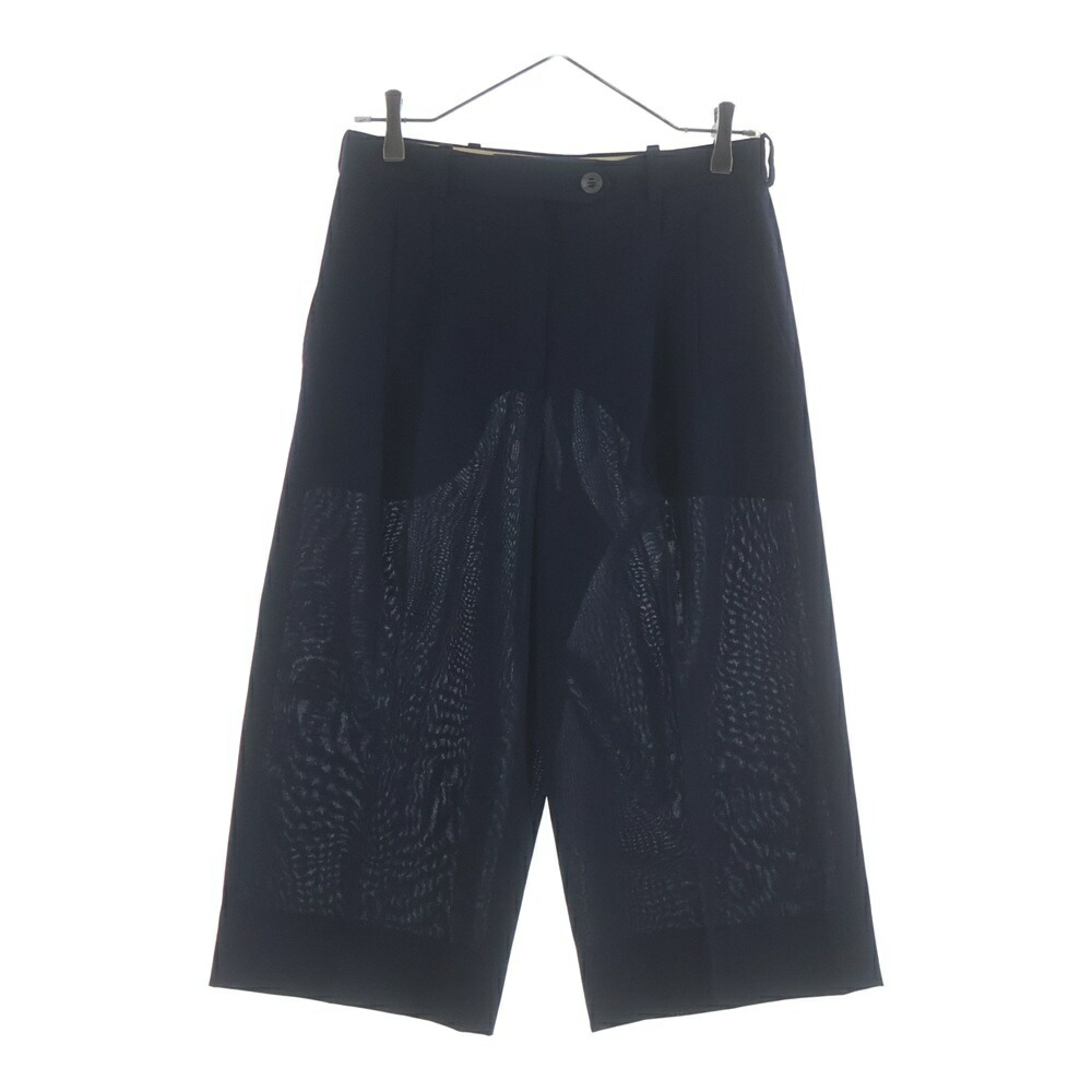 HERMES(エルメス) サイズ:38 ウール 4タック クロップドパンツ ボトムス レディース ネイビー【中古】【程度B】【カラーネイビー】【取扱店舗BRING京都河原町店】