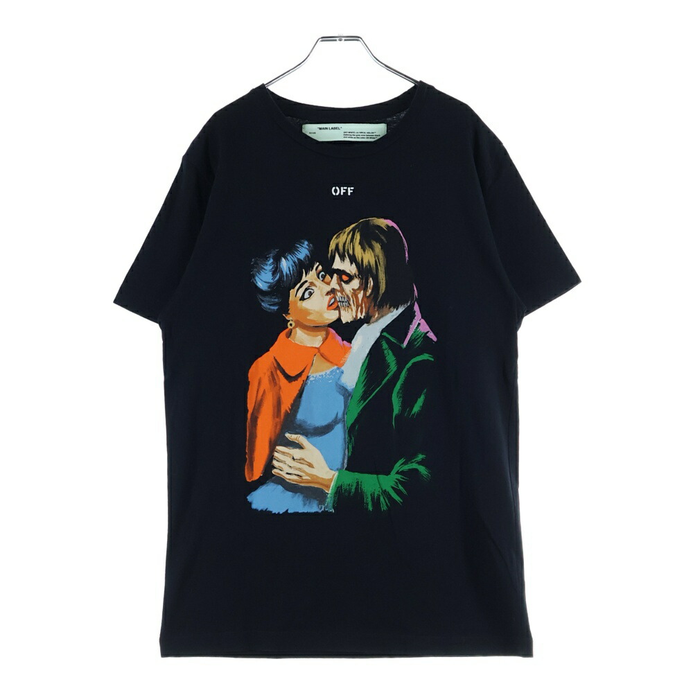 OFF-WHITE(象牙色) 大きさ:M 19SS KISS SS SLIM TEE グラフィック半袖プルオーバー カットソー 黒いこと OMAA027R19185003【中古】【座標軸A】【色合い黒いこと】【オンライン制限事項商いもの】