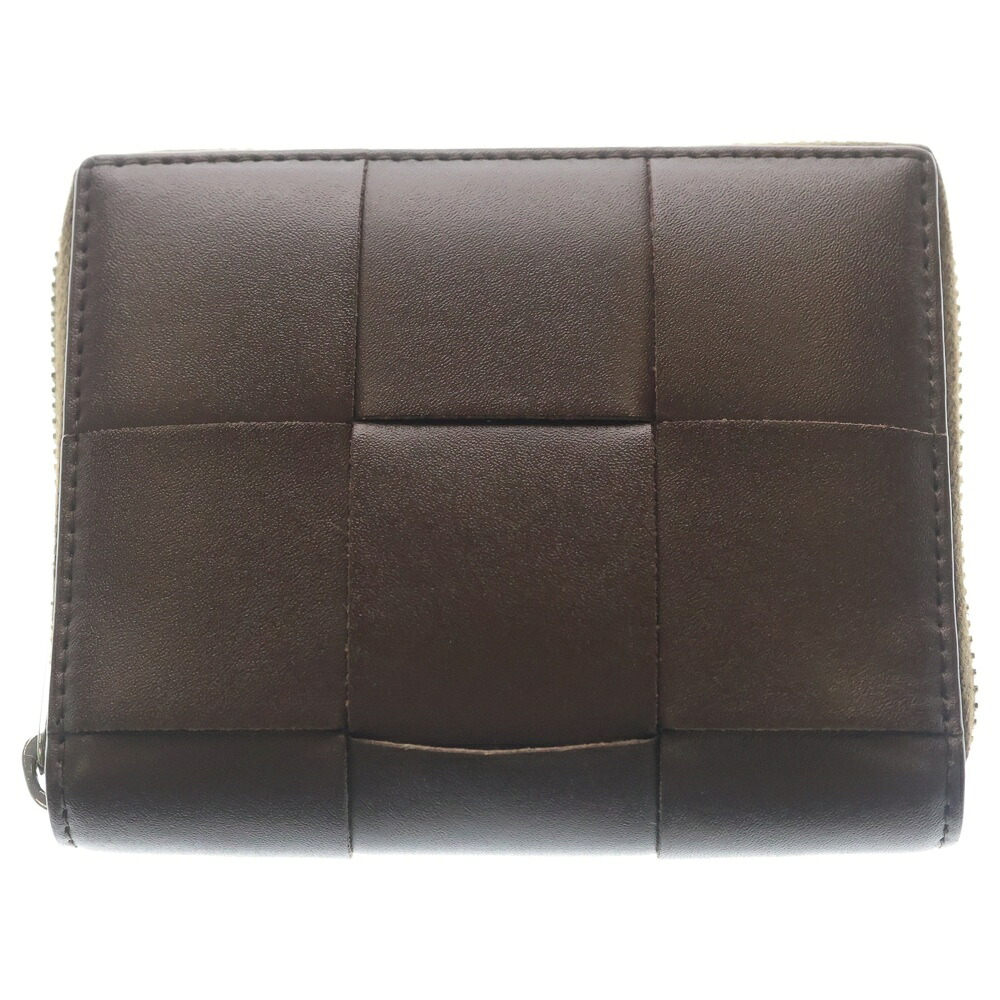 BOTTEGA VENETA(ボッテガヴェネタ) テープ ジップアラウンド なめし革 マキシイントレチャート コンパクトウォレット 二つ折り紙入れ しろがね色金具 赤銅色【中古】【座標軸B】【色つや赤銅色】【取りまわしバス発着場BRING京都河原町店】