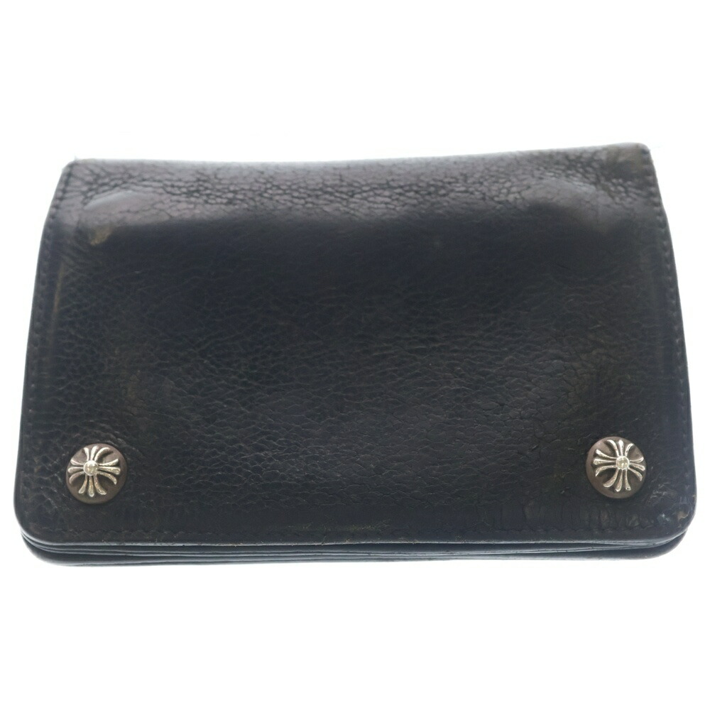 CHROME HEARTS(クロムハーツ) 2ZIP 2ジップ クロスボールボタンレザーウォレット 銭入れ 黒いこと BCA363【中古】【座標軸B】【色合い黒いこと】【取りまわしバス発着場BRING仙台店】