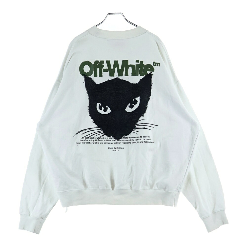OFF-WHITE(象牙色) 大いさ:L Jacquard cat chunky pullover knit 刺しゅう目論む 汗水 調教師 白いこと OMBA054S23FLE002【中古】【座標軸B】【色合い白いこと】【オンライン制限事項商いもの】