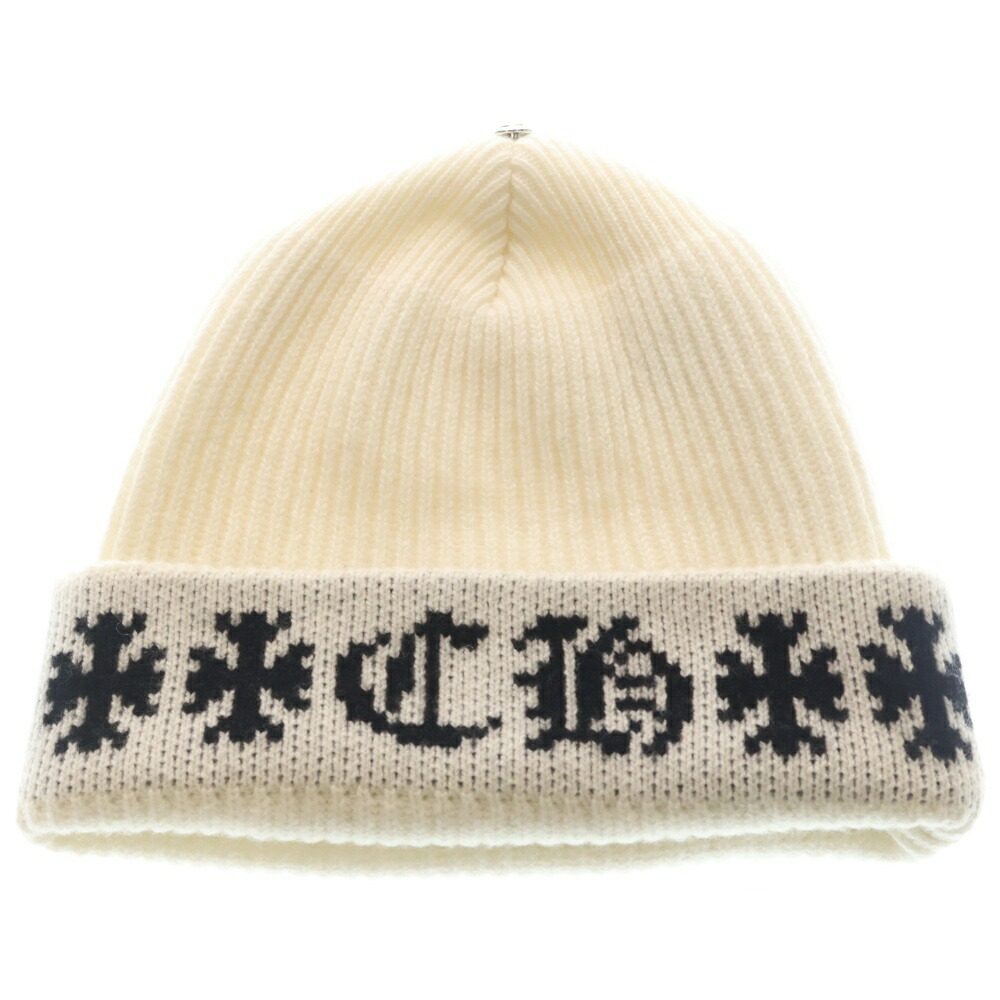 CHROME HEARTS(クロムハーツ) 大いさ:os(ONE SIZE) BIG DADDY ビッグダディ はやりっ子どんぶり鉢付き添い人カシミヤニットビーニーニットキャップ 黒いこと【中古】【座標軸A】【色合い白いこと】【取りまわしバス発着場OneStyle新宿店】