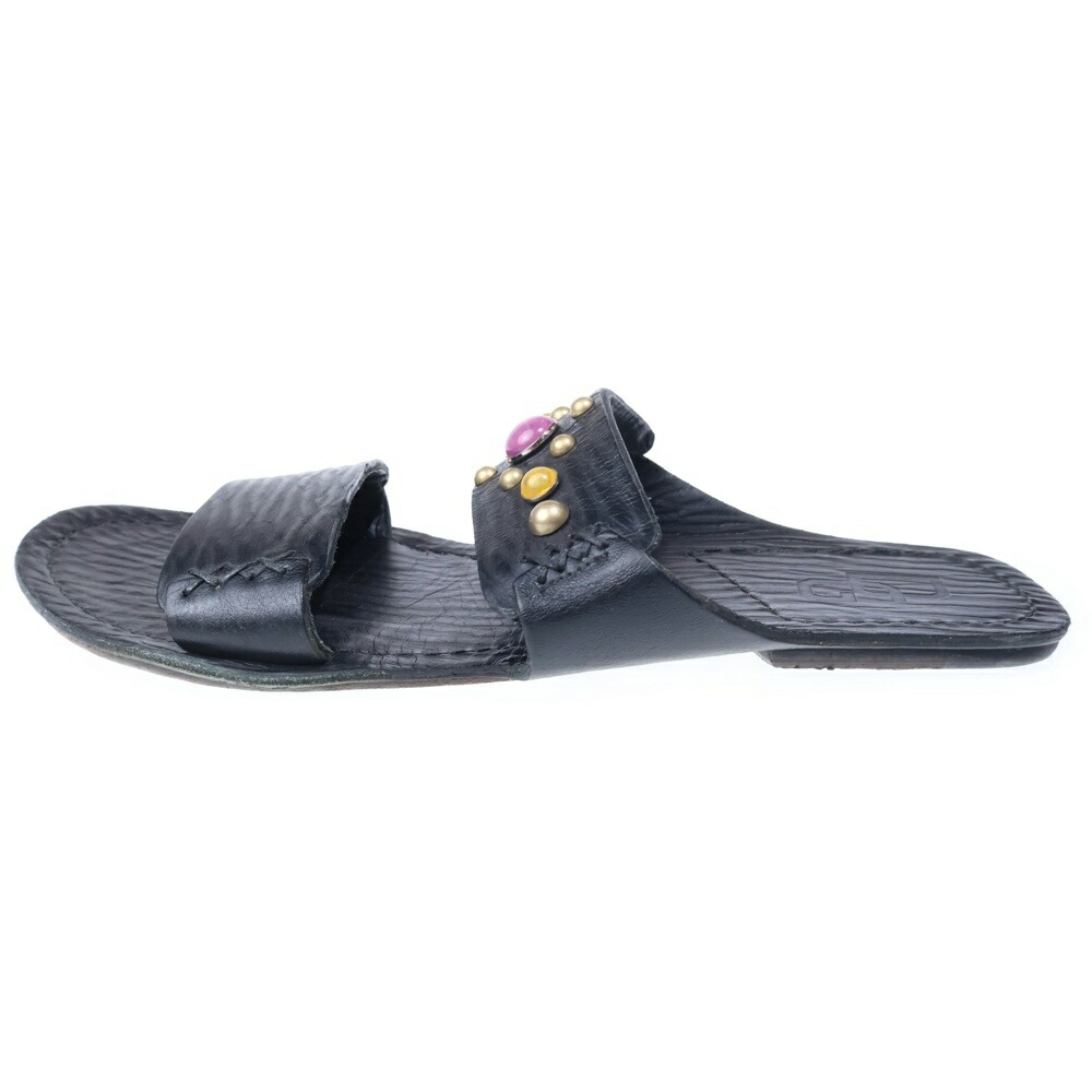 DOLCE \u0026 GABBANA(ドルチェアンドガッバーナ) 大きさ:7.5 石ころ スタッズ なめし革サンダル 黒いこと 7 1/2【中古】【座標軸B】【色つや黒いこと】【オンライン押さえる商いもの】