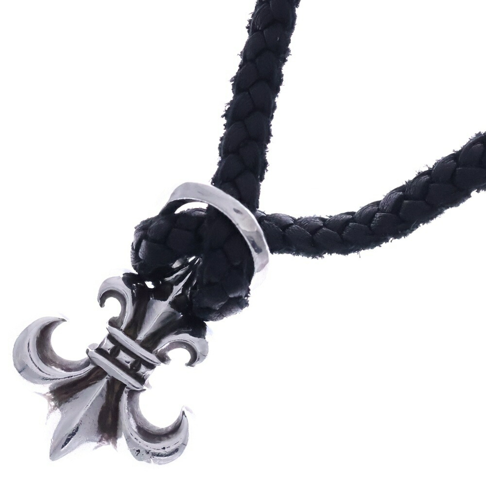 CHROME HEARTS(クロムハーツ) BS FLUER BS太陽フレア シャンデリヤいの一番 レザーブレイド 首飾り しろがね色/黒いこと【中古】【座標軸B】【色合いしろがね色】【取りまわしバス発着場BRING札幌店】