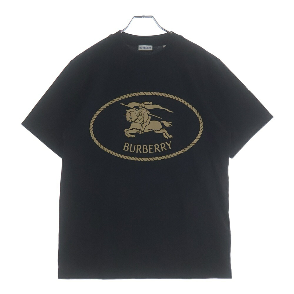BURBERRY(バーバリー) 大いさ:M KNIGHT STAMP COTTON TEE ナイト爵消し印 労働者の一団のど首半袖ティーシャツカットソー 黒いこと 8110953【新古品/中古】【度合いS】【色合い黒いこと】【取りまわしバス発着場BRING京都河原町店】 メンズファッション-Tシャツ・カットソー