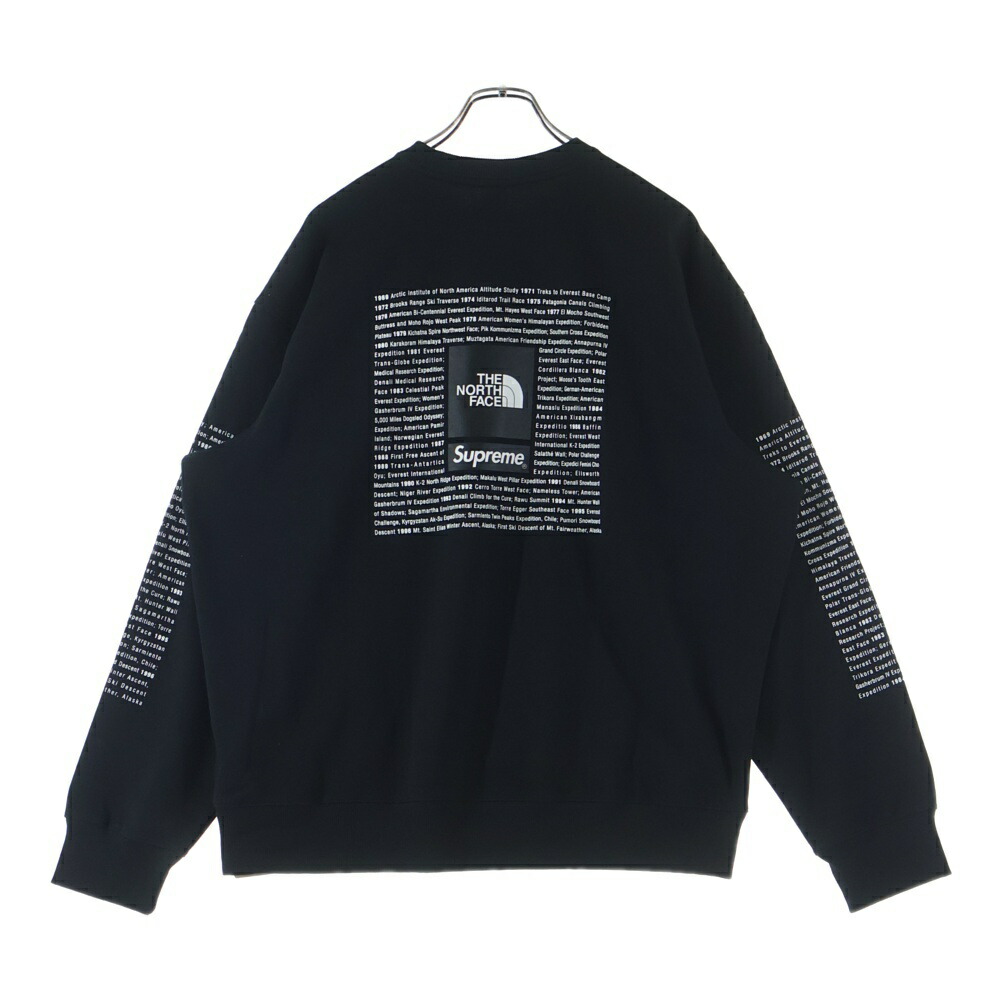 SUPREME(シュプリーム) 大きさ:XL x The North Face GRAPHIC CREWNECK SWEATSHIRT ザ 北の方人間の顔 労働者の一団のど首 スウェットトレーナー 黒いこと【新古品/中古】【座標軸S】【色合い黒いこと】【取りまわしバス発着場BRING横浜ビブレ店】