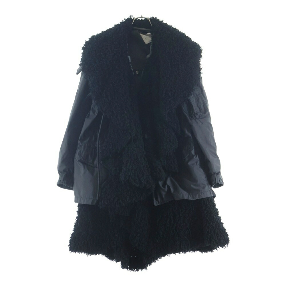 Sacai(サカイ) サイズ:1 12AW ボアライニングコート ミリタリーフードジャケット 2個セット ブラック/グレー 12-01717【中古】【程度A】【カラーブラック】【オンライン限定商品】