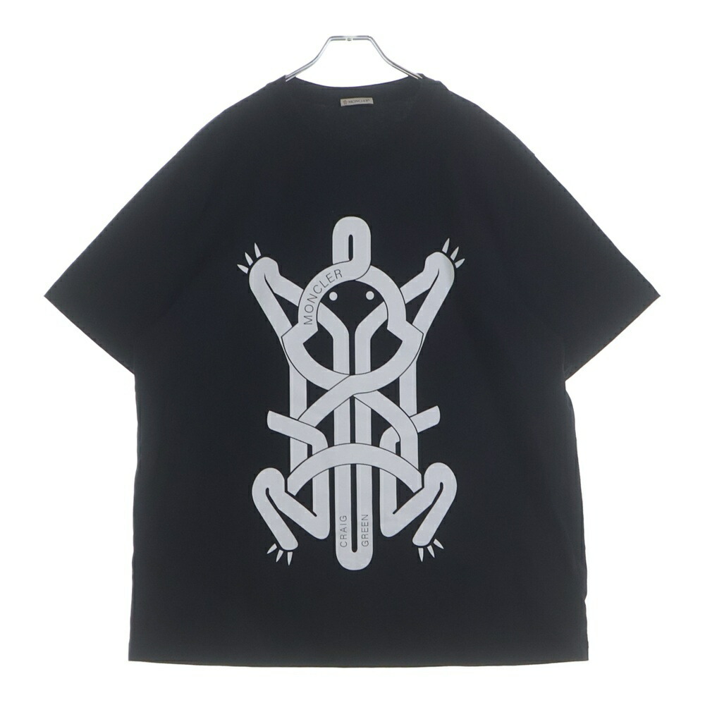 MONCLER(モンク軌跡) 大きさ:XXL 21SS MAGLIA T-SHIRT G109H8C00002 フロントプリントクルーネック半袖ティーシャツカットソー 黒いこと【中古】【度合いA】【色つや黒いこと】【取りまわしバス発着場BRING札幌店】