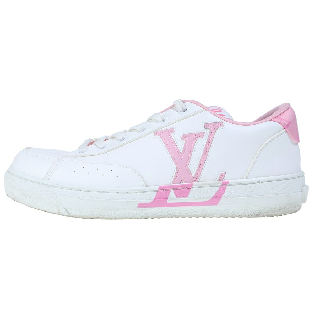 LOUIS VUITTON(ルイヴィトン) サイズ:38 チャーリーライン レザー ローカットシューズ スニーカー ホワイト/ピンク レディース 1AAC95【中古】【程度B】【カラーホワイト】【取扱店舗渋谷】|ブランド買取・販売 BRING