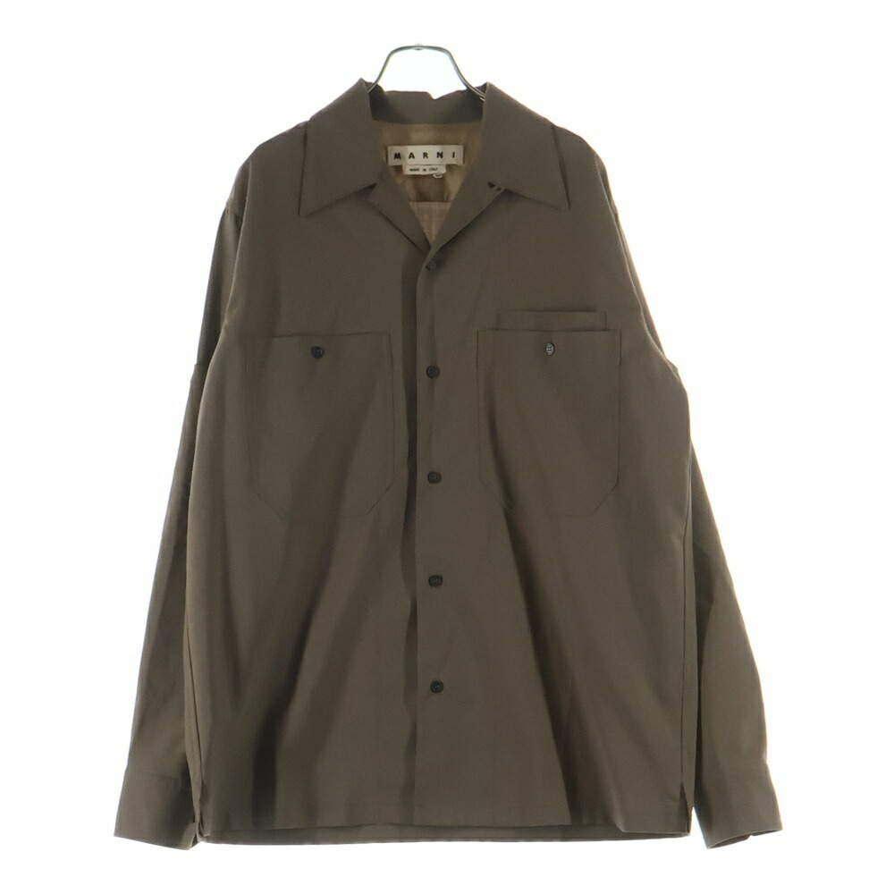 MARNI(マルニ) 大いさ:46 21AW トロピカル絨毛 明けっ広げ色合い 長袖プルオーバー 赤銅色 CUMU0138A0 S45455【中古】【度合いA】【色合い赤銅色】【取りまわしバス発着場渋谷】 カジュアルシャツ-メンズファッション